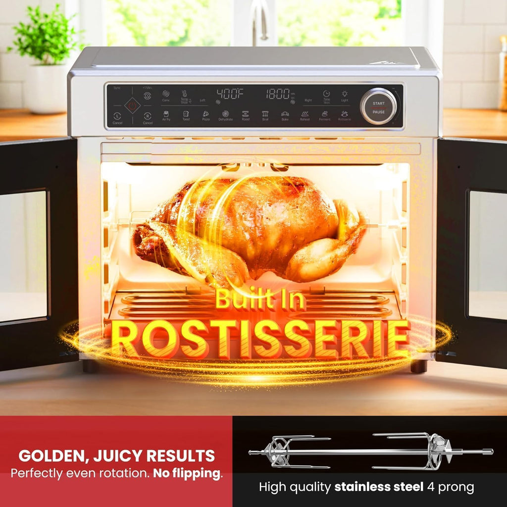 Ultra-Premium Air Fryer Toaster Oven Combo With Independent Dual-Zone Technology, Extra Large 32QT French Door