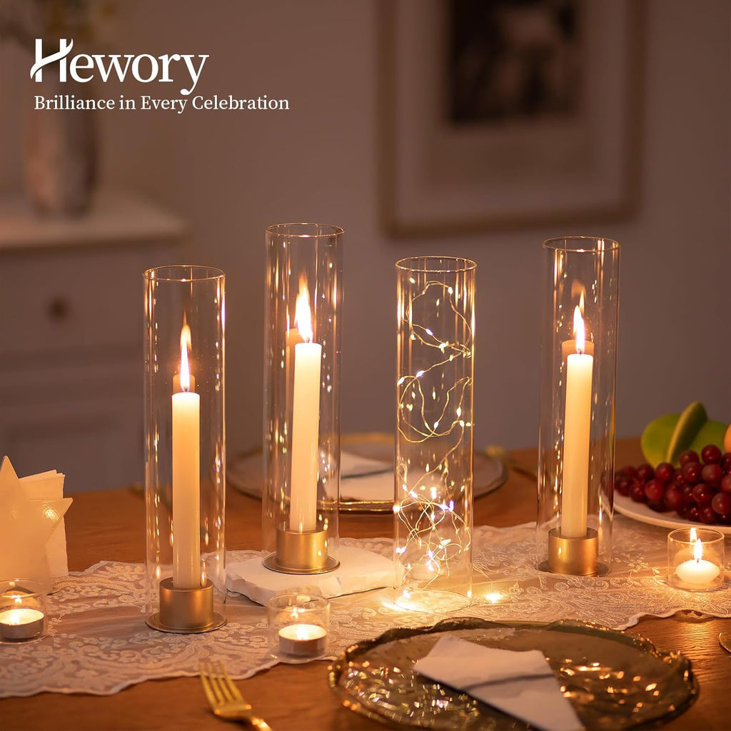 Hurricane Glass Candle Holders: 10 PCS Clear Open Ended Cylinder Candle Holder Sleeve for Candlestick Holders - Taper