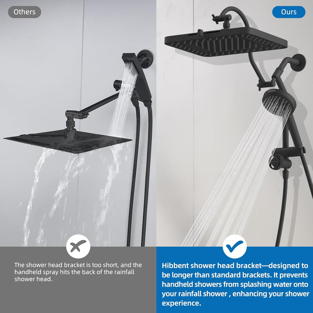CUPC Certified 13'' Shower Head Combo, High Pressure 5 Spray Rainfall Showerhead, 10 Spray Mode Handheld