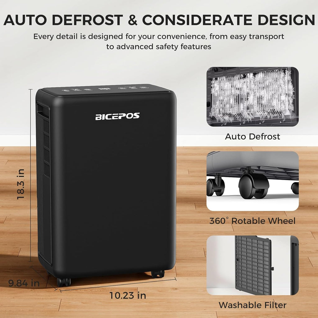 2000 Sq.Ft Dehumidifier for Basement, 30 Pints Dehumidifiers for Home with Drain Hose, 3 Mode, Auto Defrost