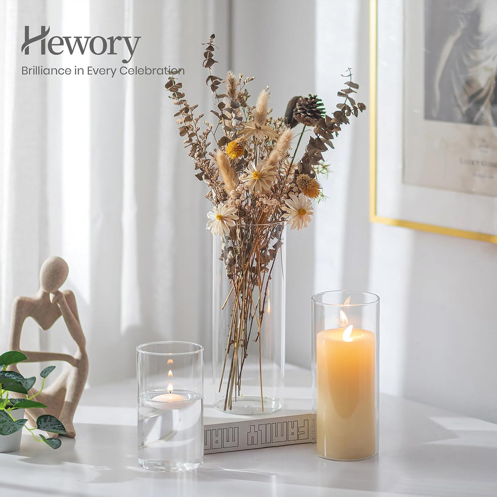 Hurricane Glass Candle Holders: 6 PCS Clear Hurricane Candle Holders for Pillar Candles Floating Candles, Glass