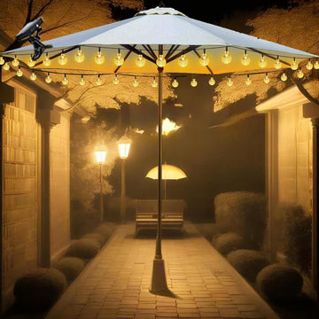 Solar Umbrella Lights Crystal String Lights Solar Powered Waterproof 60 LED Patio Umbrella Lights 8 Lighting Modes