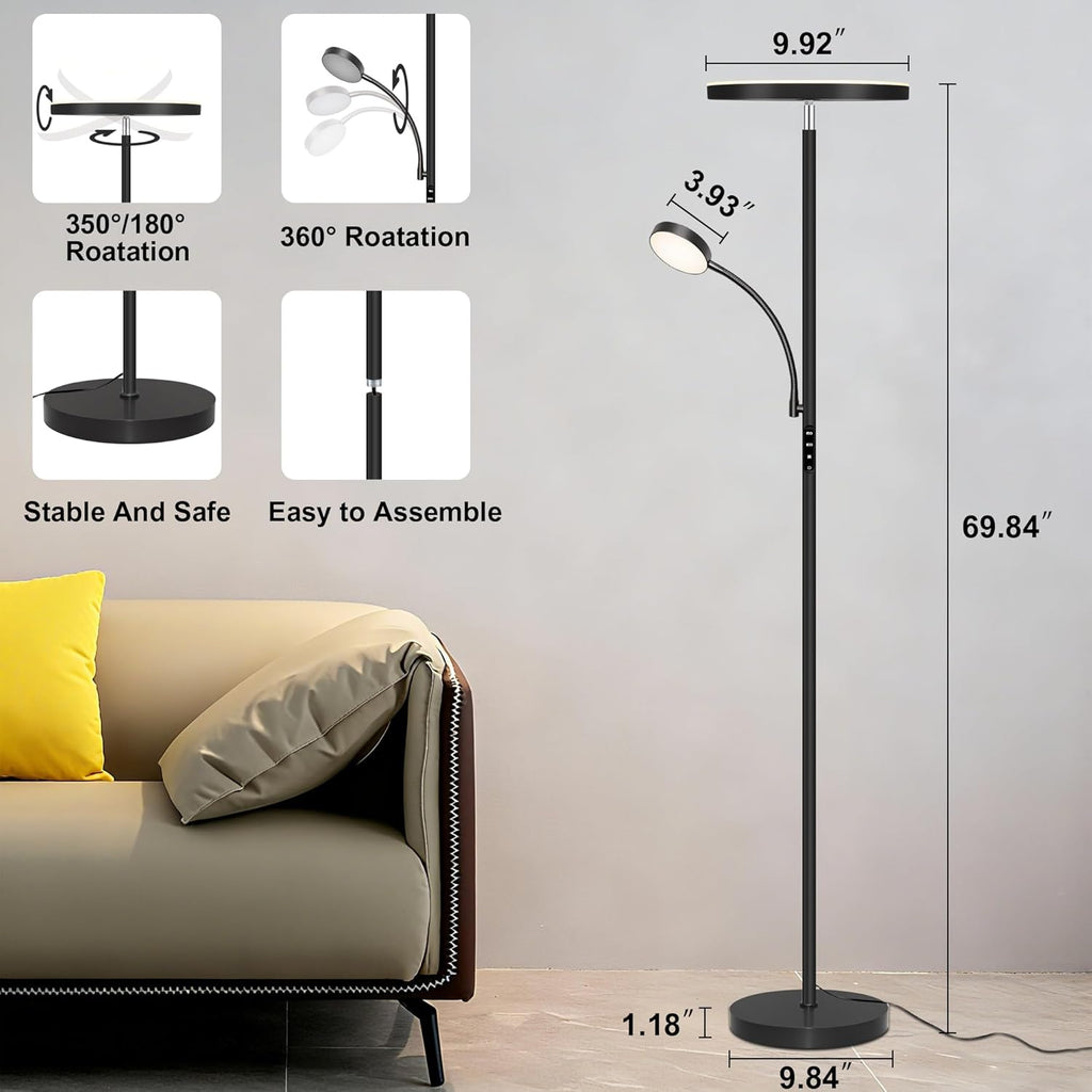 Floor Lamp-42W/4200LM Super Bright Floor Lamp,Dimmable 2-in-1 LED Floor Lamp