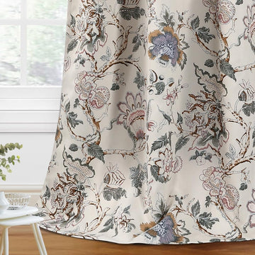 Blackout Curtains 63 Inch Length 2 Panels Set Floral Print Curtain Drapes Thermal Insulated Grommet Window Curtains
