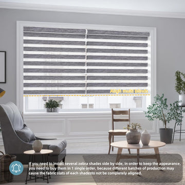 Customized Motorized Zebra Blinds, 85% Blackouit Light Grey