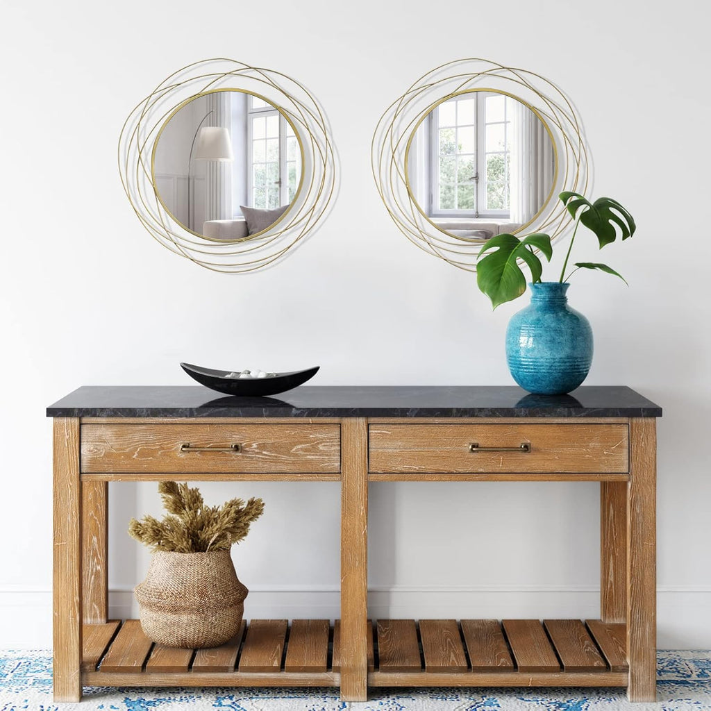 Wall Mirror Mounted Round Decorative Mirrors Circle Vanity, Living Room or Bedroom (Gold1)