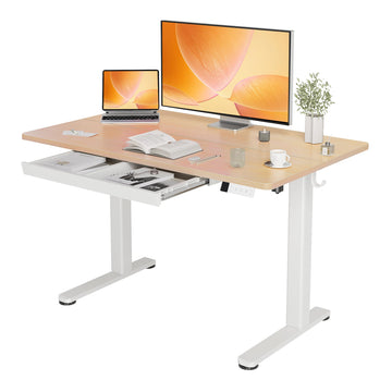 Electric Standing Desk 48 x 24 Inch with Drawer Natural