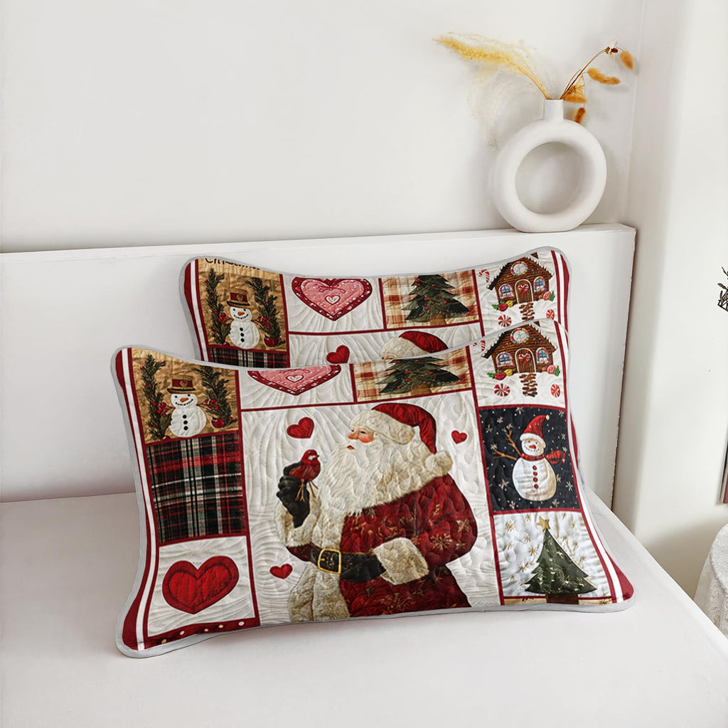 Cute Santa Claus Patchwork Quilt Set Full, Christmas Coverlet Sets.