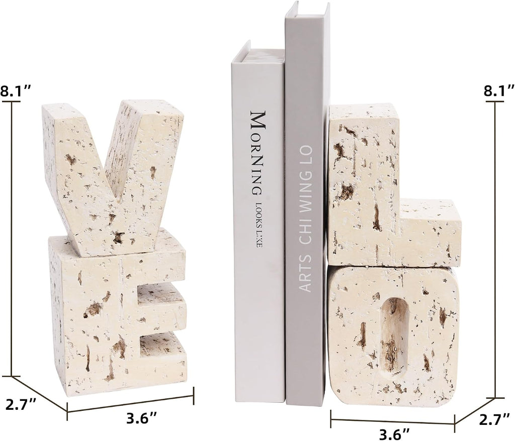 Book Ends Decorative with Love Design,Small Farmhouse Heavy Duty Bookends | Book Holders for Shelves, Book Stoppers