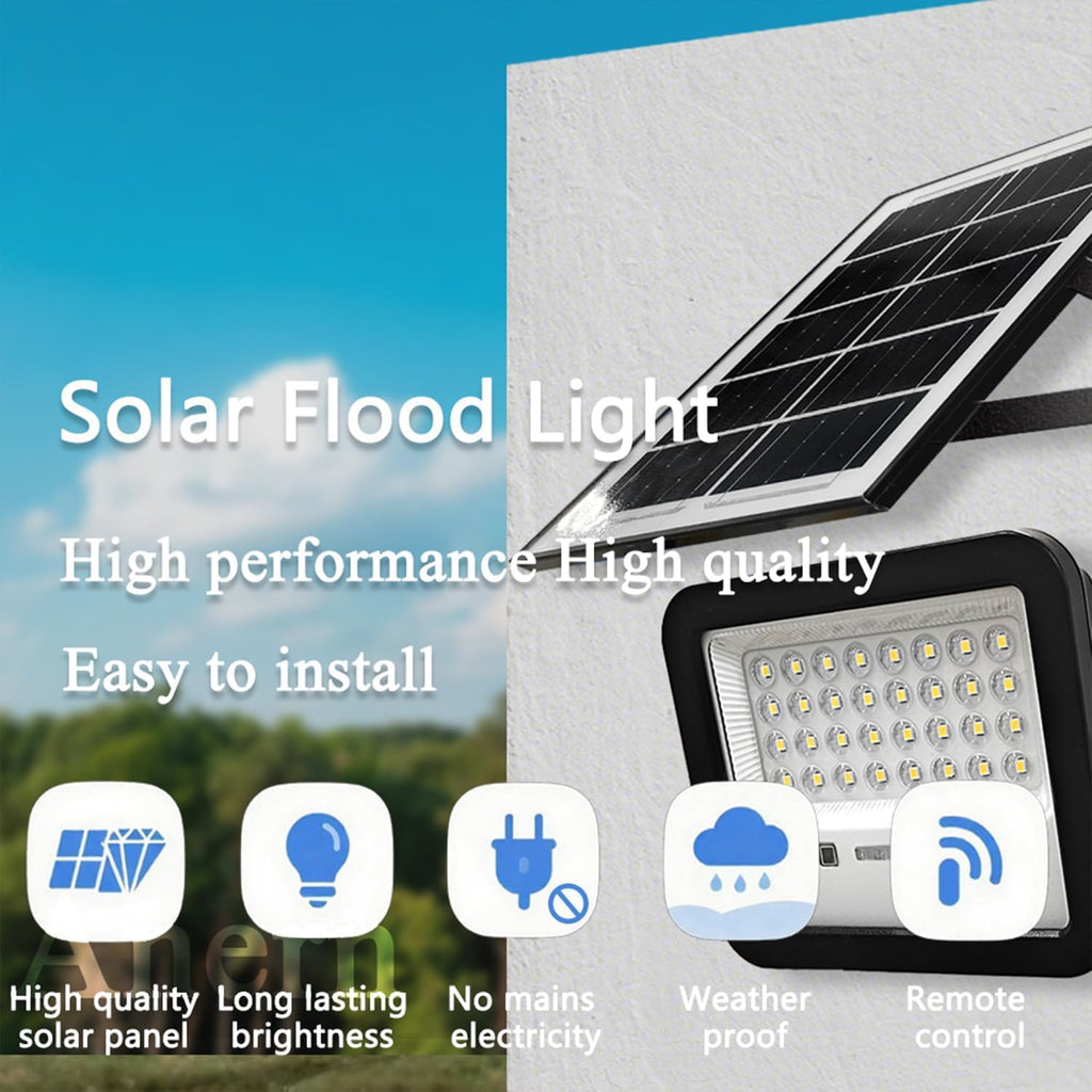 Outdoor Solar Flood Light, 6500K Bright White Floodlights, IP65 Waterproof Solar Power Security Light, Dusk to Dawn
