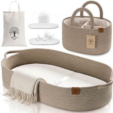 Baby Changing Basket Includes Diaper Caddy - Soft & Waterproof Dual-Cover, Portable, Changing Pad for Dresser &