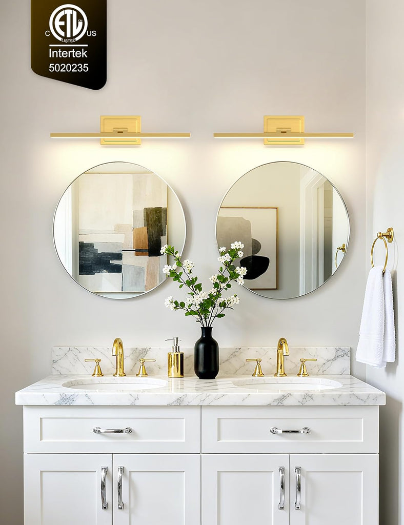 Bathroom Vanity Light 24 inch, 14W Dimmable 5CCT Led Bathroom Light Fixture Over Mirror, Gold Bar Vanity Light s-ETL