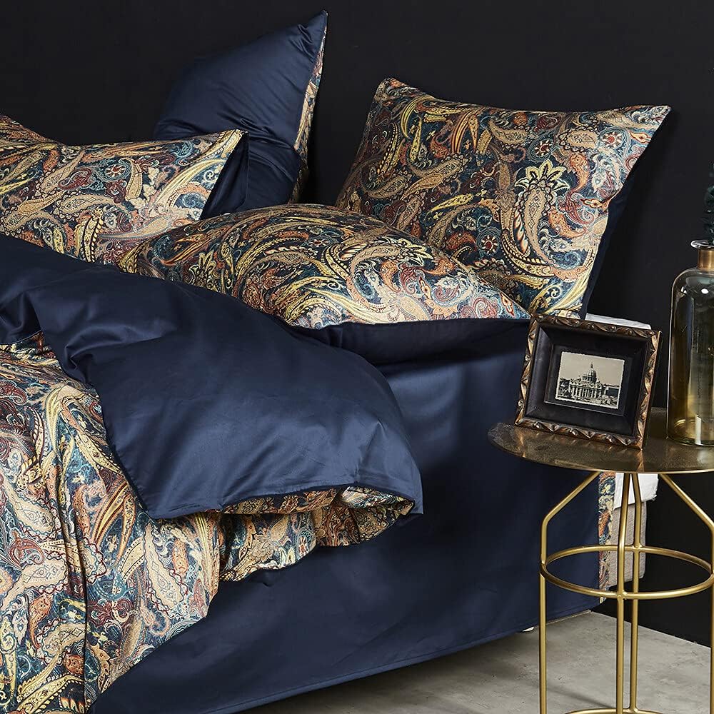 Duvet Cover Set Boho Floral Pattern Duvet Cover for Bed Vintage Soft Bedding Leaf Print Paisley