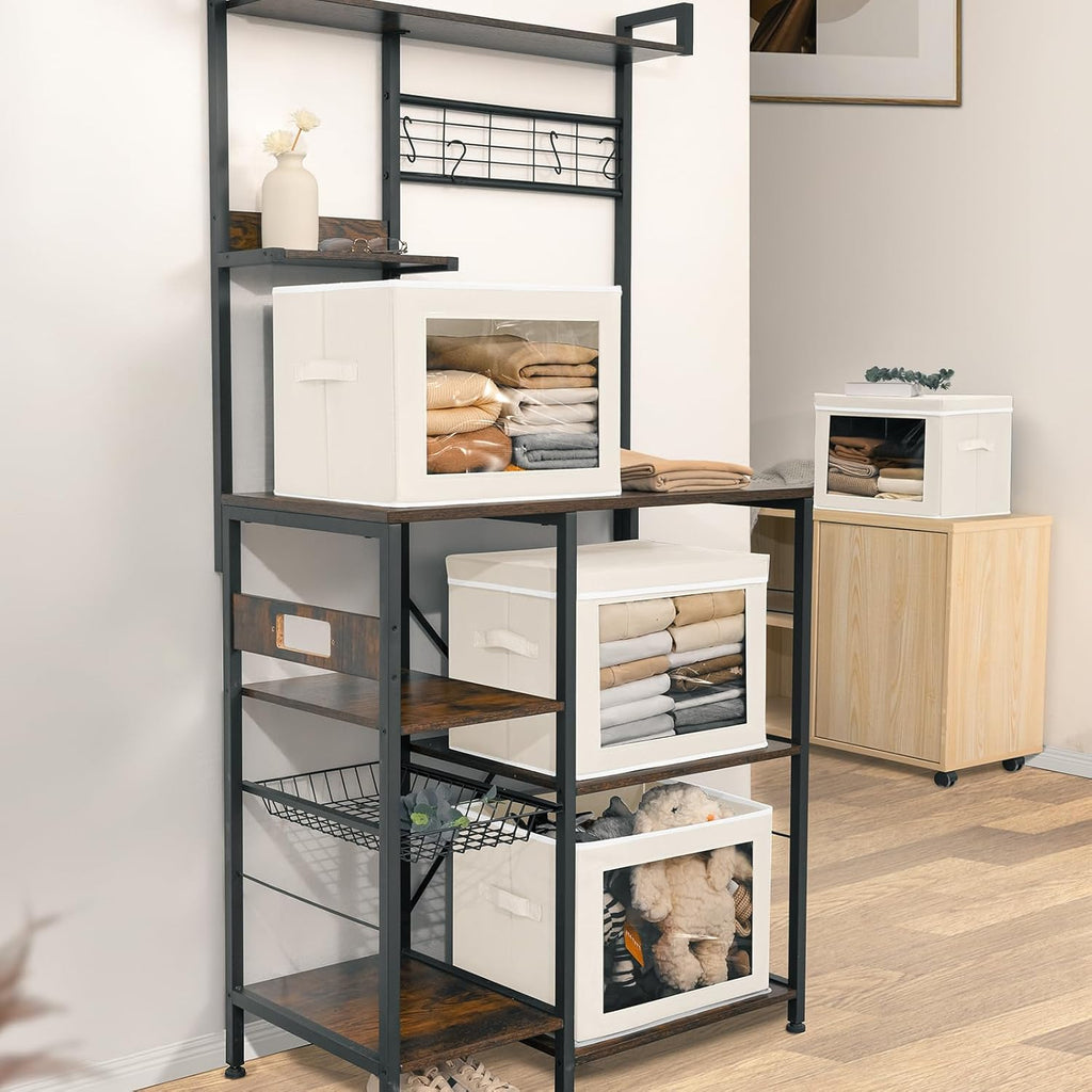 Fabric Storage Bins with Lids, Decorative Storage Boxes, Closet Storage Bins with Window, Storage Baskets for Closet