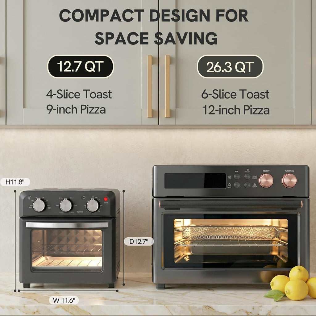 6-in-1 Air Fryer Toaster Oven Combo, Compact 12.7 QT Small Countertop Convection Oven, Fits 9" Pizza & 4 Toast
