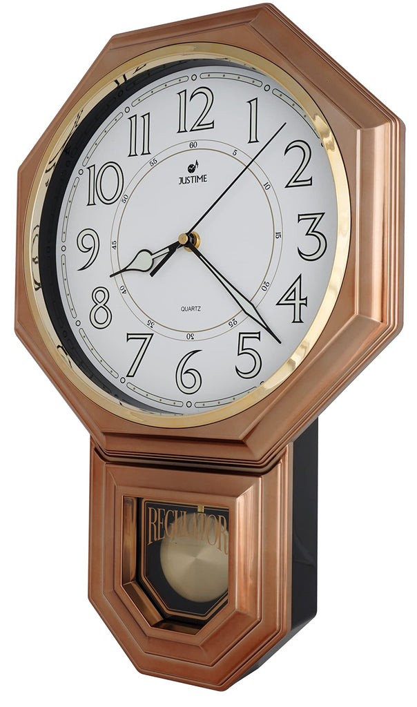 18" Schoolhouse Wood Grain Pendulum Wall Clock, Westminster Chime