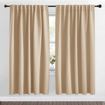 Blackout Curtain Panels Window Draperies - (Biscotti Beige Color) 70x72 inch, 2 Pieces, Insulating Room Darkening
