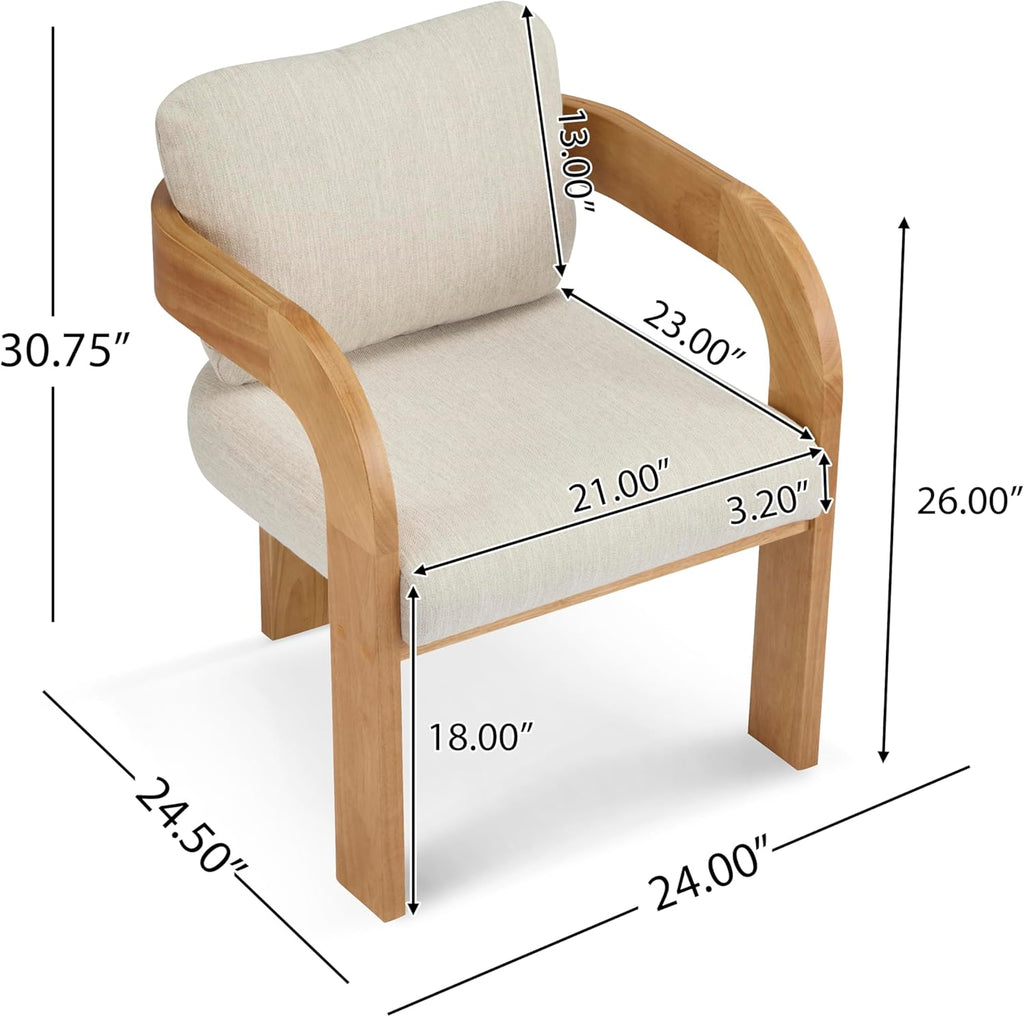 Yorick Modern Dining Chair Set of 2 with Cushion, Solid Wood Dining Room Armchair Set
