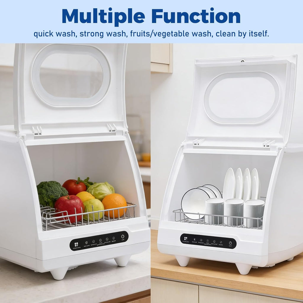 Portable Countertop Dishwashers, 800W 6-Sets 5 Washing Programs Desktop Non Installation Dishwasher Compact Dishwasher