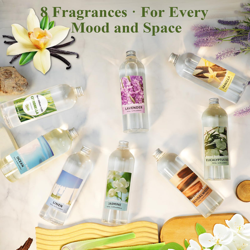 Reed Diffuser Refill, Eucalyptus & Sage Scent Diffuser 16.9 Fl Oz