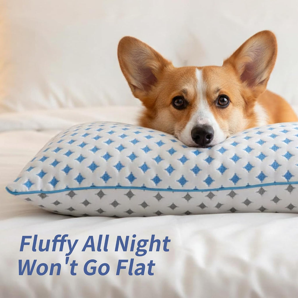 King Size Pillows Set of 2, Cooling Shredded Memory Foam Pillows | Adjustable Loft, Balanced Support, Medium Firm