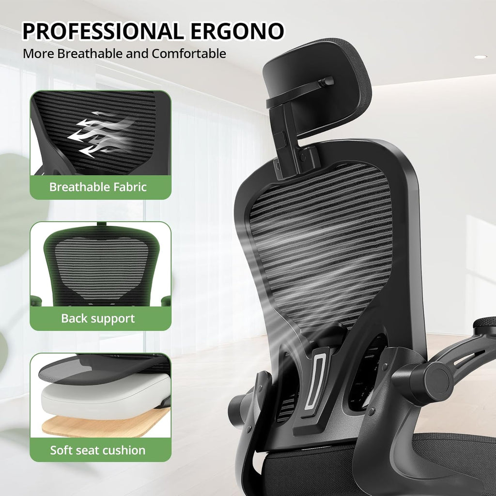 Ergonomic Desk Chair, 330LBS Capacity, High Back Computer Chair for Long Hours Comfortable, Rolling Swivel Executive