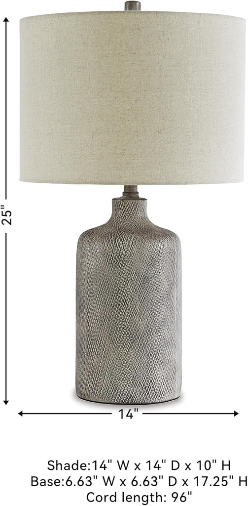 Signature Design by Ashley Linus Modern 25" Ceramic Table Lamp, Natural Stone Finish