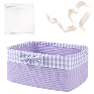 Basket for Gifts Empty, Large Gift Basket 13L with Gift Bag and Ribbon, Woven Cotton Basket for Baby Showers