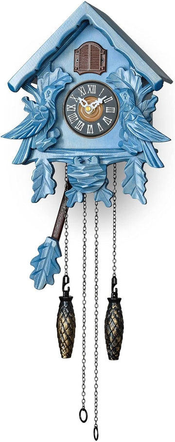 Cuckoo Clock with Night Mode, Singing Bird, Wooden Decorations and Swinging Pendulum