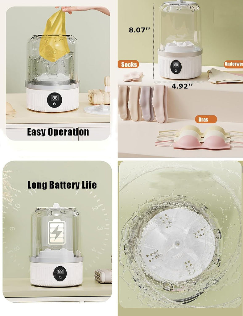Portable Washing Machine, Rechargeable Cordless Compact Travel Washers for camping, Underwear Washer Portable Washer