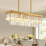 10 Lights Modern Crystal Chandelier Gold Rectangular 2 Tiers Crystal Raindrop Chandelier Luxury Adjustable Rectangle Flush Mount Pendant Ceiling Light for Dining Room Kitchen Island Bar L40'' A107-B0BZJ42JMH