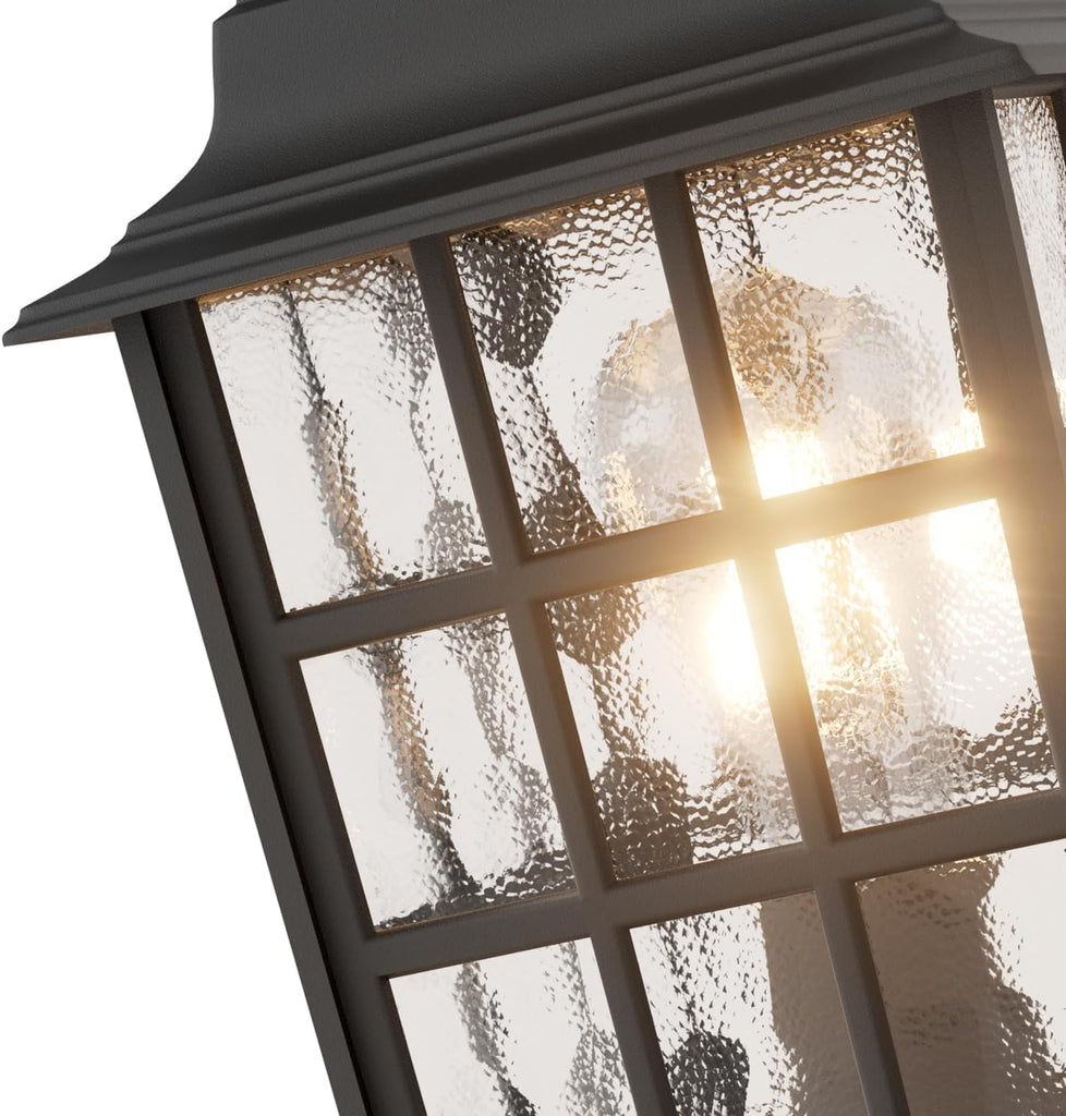 Outdoor Post Light 2-Pack, Exterior Lamp Post Light Fixture with Pier Mount Base, Exterior Pole Lantern Light
