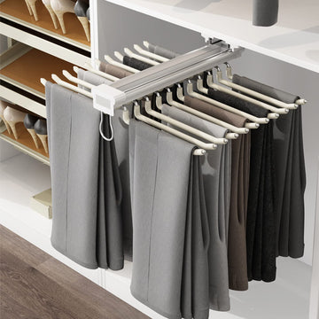 Pull Out Trousers Rack 22 Arms Steel Pull Out Pants Rack Pants Hanger Bar Clothes Organizers for Closet for Space