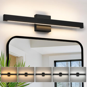 Modern Bathroom Vanity Light 24 Inch Black Bathroom Lighting Fixtures Over Mirror 20W 5CCT Dimmable LED Vanity Lights