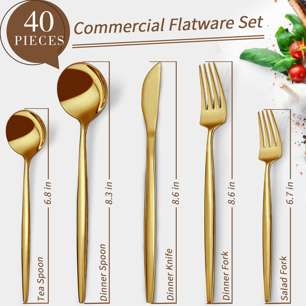 Gold Silverware Set for 8, Stainless Steel Flatware Set