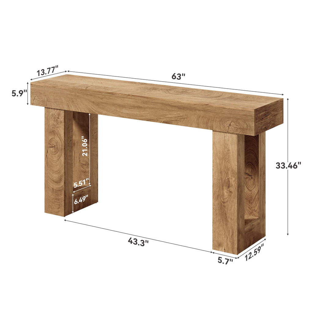 63 Inches Long Console Table, Sofa Table Behind Couch, Wooden Entry Table Foyer Hallway Tables, Farmhouse Console