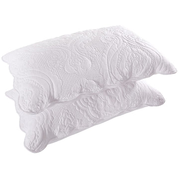 Quilted Pillow Shams Set of 2, Decorative Microfiber King Bed Pillow Shams, Soft Breathable Pillow Covers with