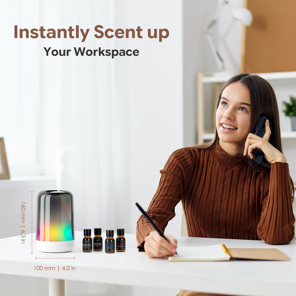 RDG Waterless Oil Diffuser with Rainbow Light, Black Starter Kit
