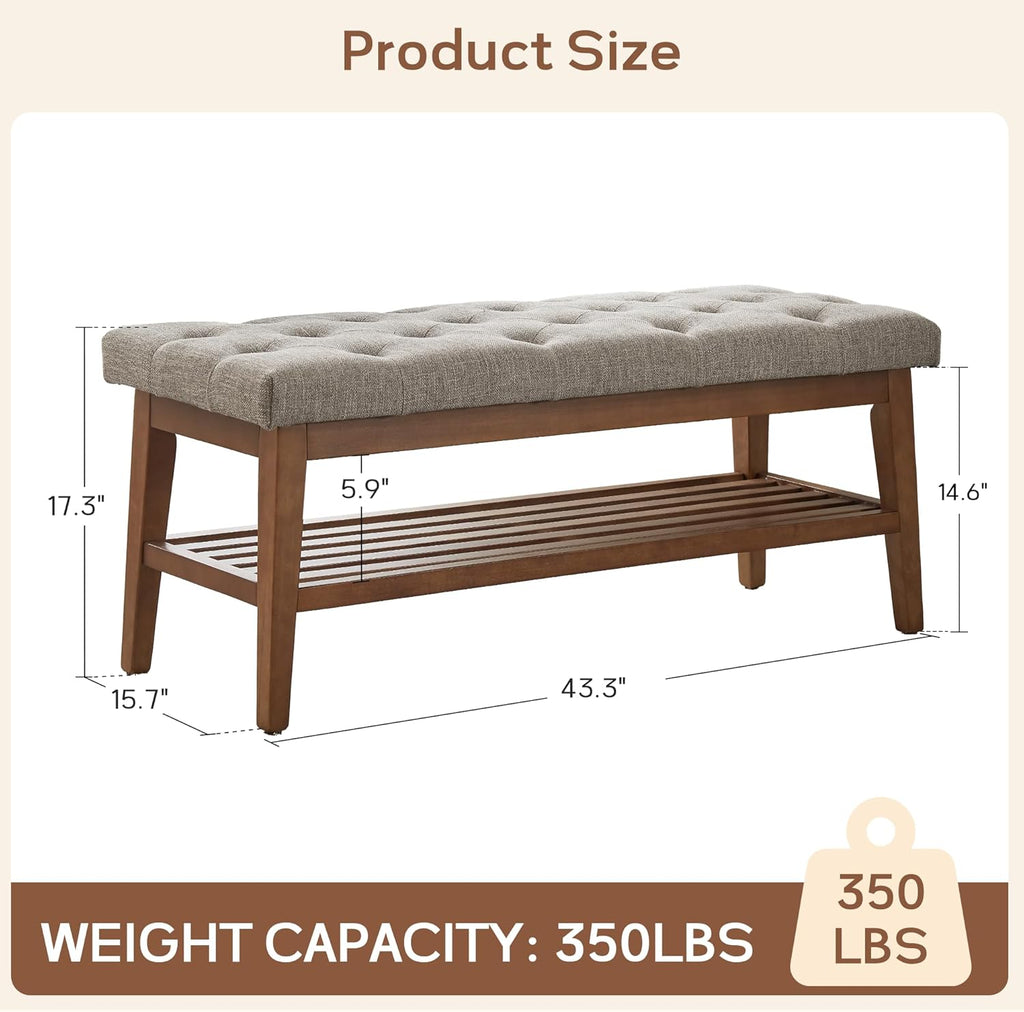 Entryway Shoe Bench, End of Bed Bench,Upholstered Button-Tufted Bench , Fabric Ottoman Bench , Padded Bench with