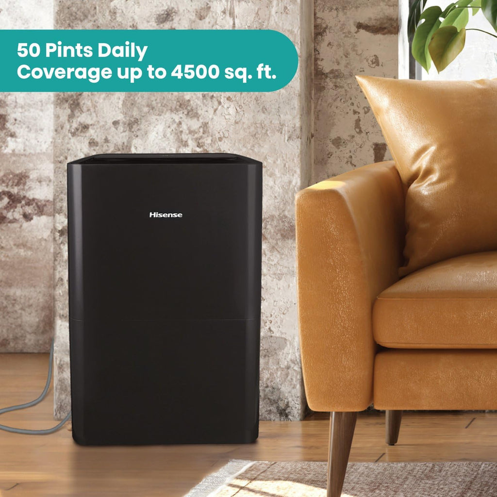 50 Pint Portable Dehumidifier with Built-In Pump in Black