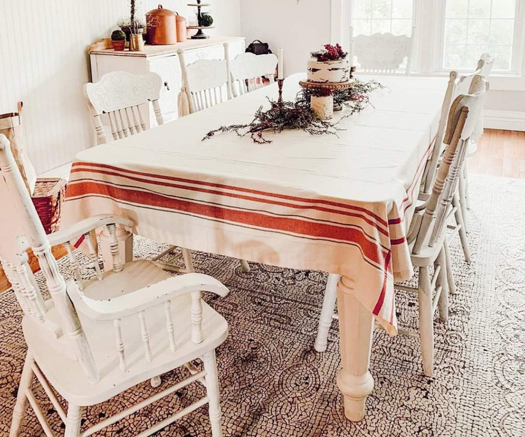 Red Tablecloths, Farmhouse Tablecloth for Rectangle Tables, Cotton Cotton Red Table Cover, Rustic Co