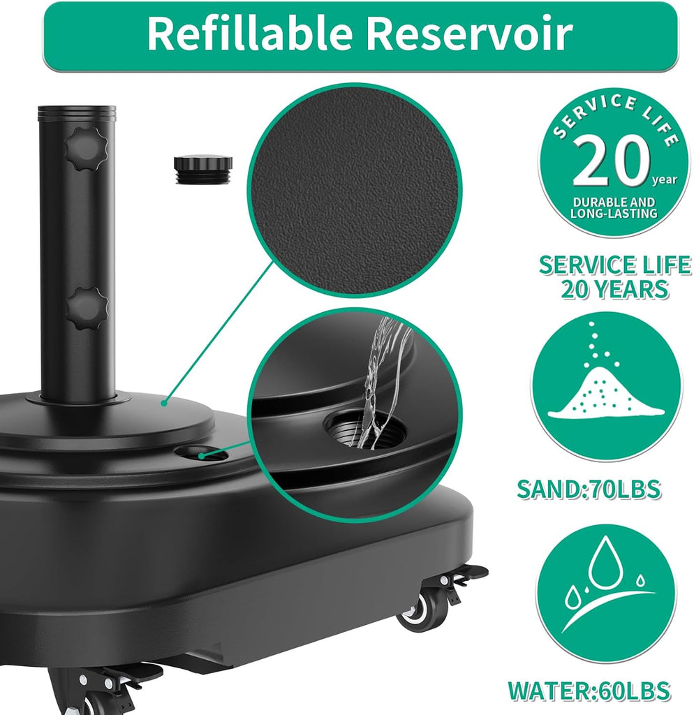 Umbrella Base with Wheels, Umbrella Stand Base Heavy Duty 100lb Windproof