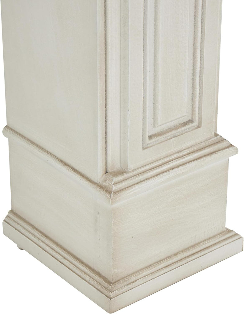 Wooden Fireplace Mantle Freestanding with Leaf Accents, 47" 9" 43", White
