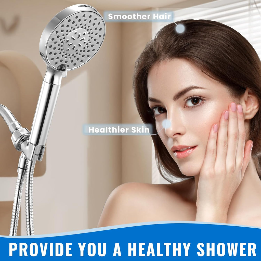 Filtered Shower Head with Handheld, High Pressure 9-Spray Modes Detachable Shower Head with Filter for Hard
