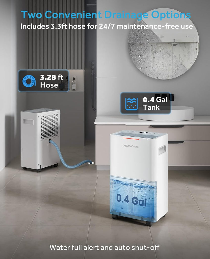21 Pints Dehumidifier for Basement, 1500 Sq. Ft Dehumidifiers for Home with Drain Hose