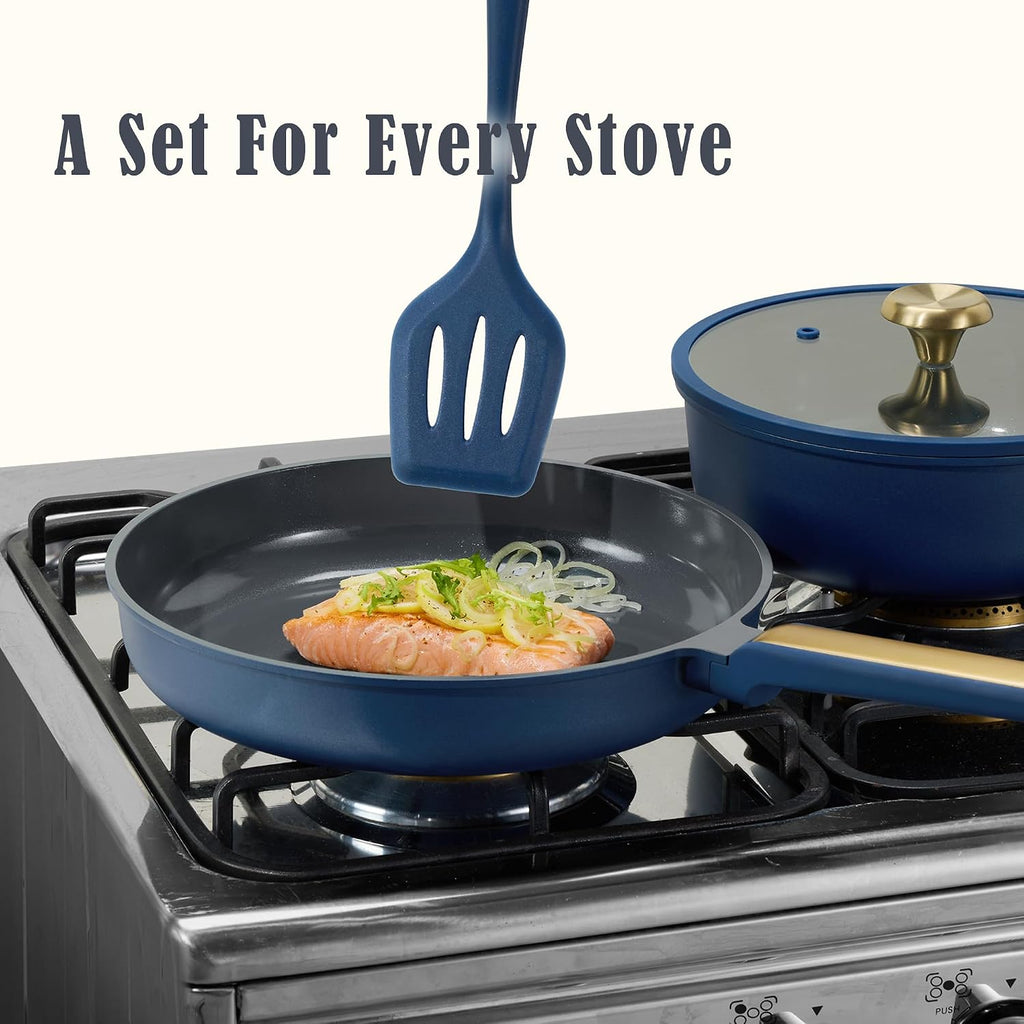 Ceramic Cookwar Set, Pots and Pan Set Non Stick 16 Piece, Cookware Set Kitchen Cooking Set Non Toxic, PFAS PTFE Free