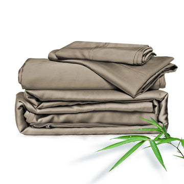 Sheets King Bed Sheet Set, 100% Rayon derived from Bamboo, Luxuriously Soft, Cooling, Double Stitching, 16" Deep