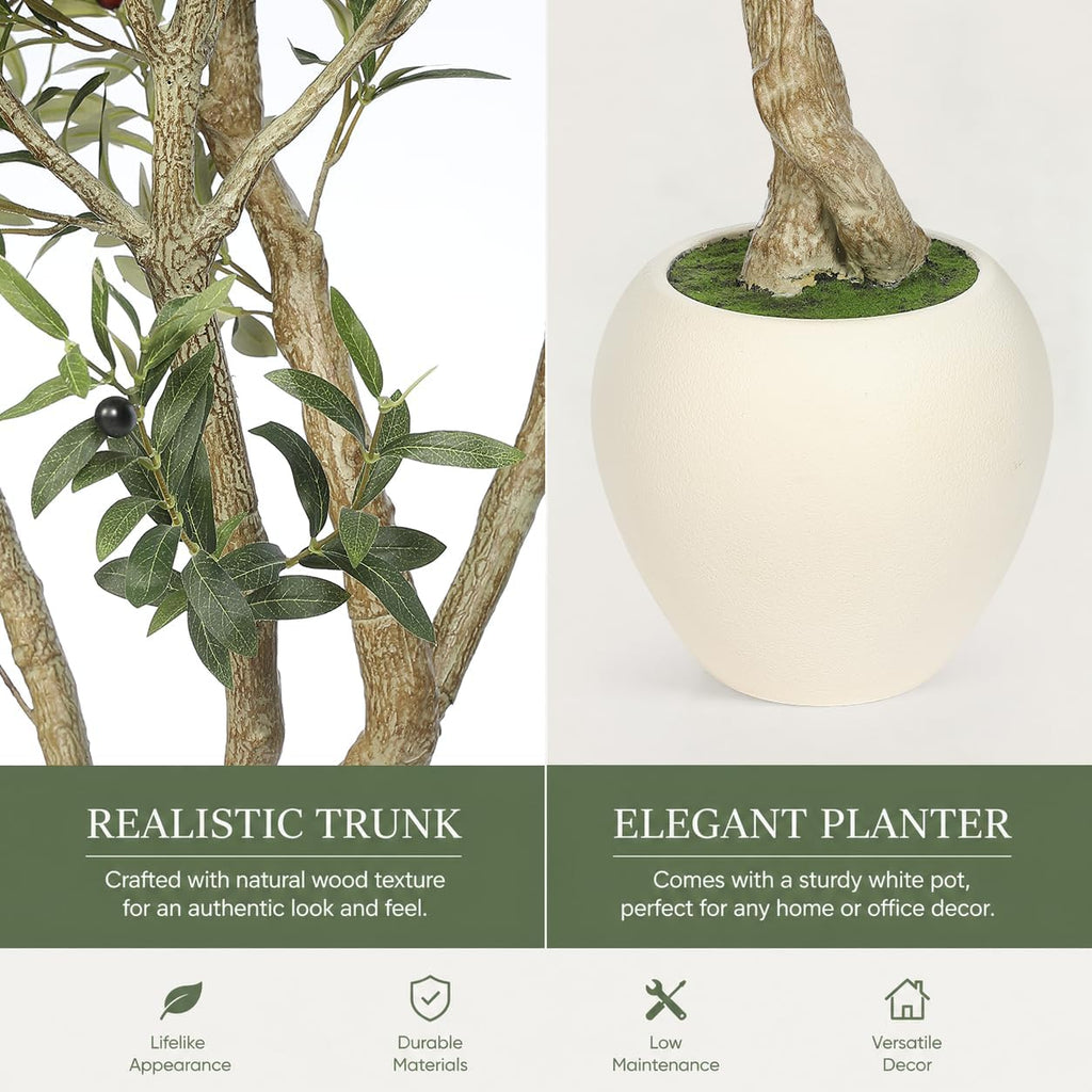 8FT Artificial Olive Tree with Large Planter Decor