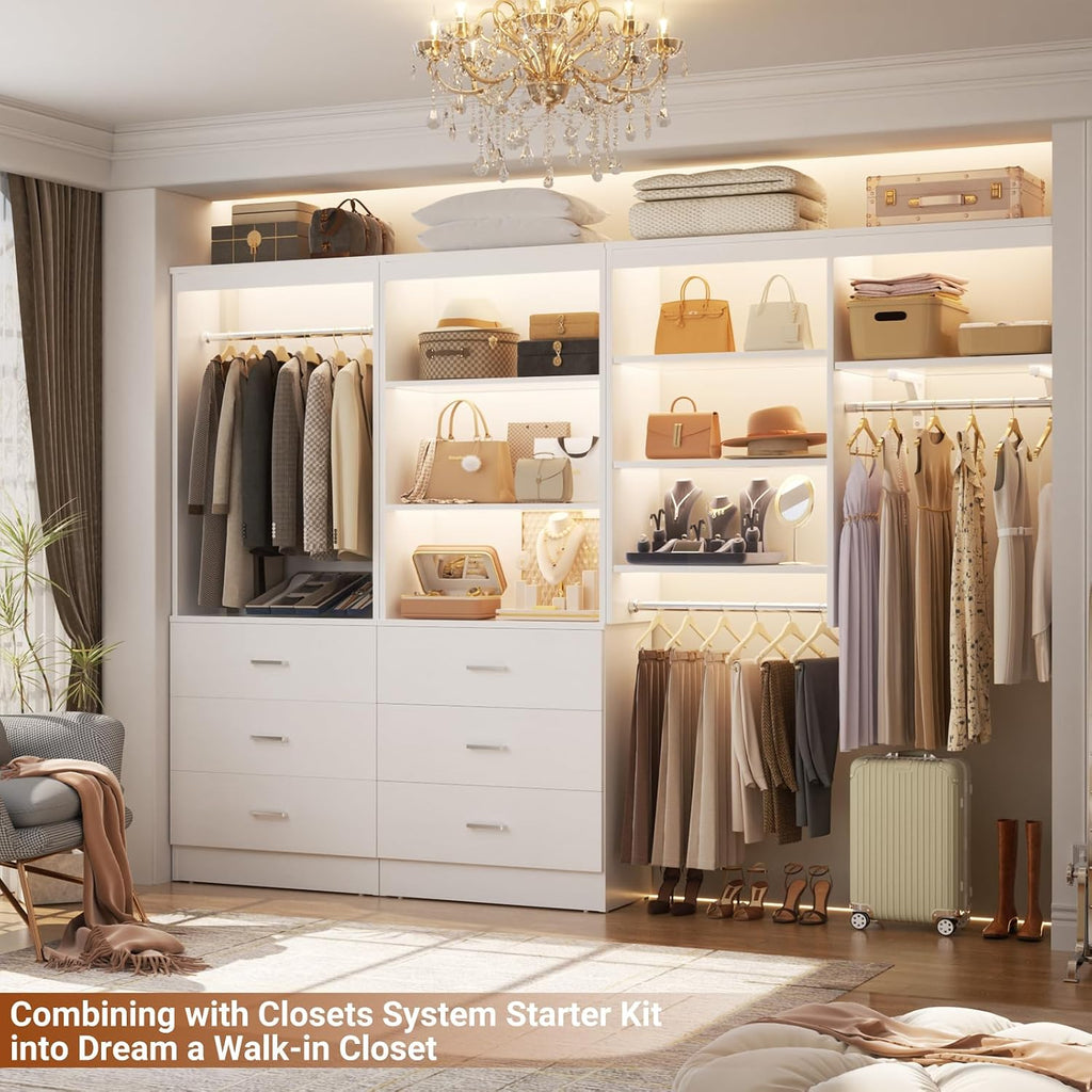 23.6" Closet Drawers System, Wood Closet Organizer System with 3 Drawers, Modular Small Walk-in Closets Storage Unit