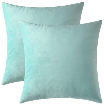 Decorative Throw Pillow Covers, Velvet Cushion Covers, Solid Throw Pillow Cases for Couch and Bed, Turquoise, 26 x 26